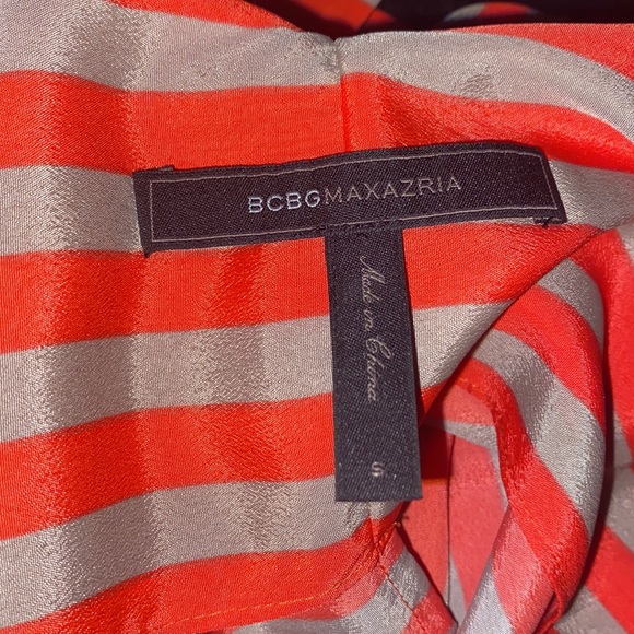 BCBGMAXAZRIA Edita Striped Silk Twist Back Slit Scoopneck Hi Low Tank Top S - Picture 5 of 6